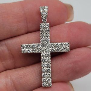 1.0 CTW Diamond Cross pendant in 14K White Gold!